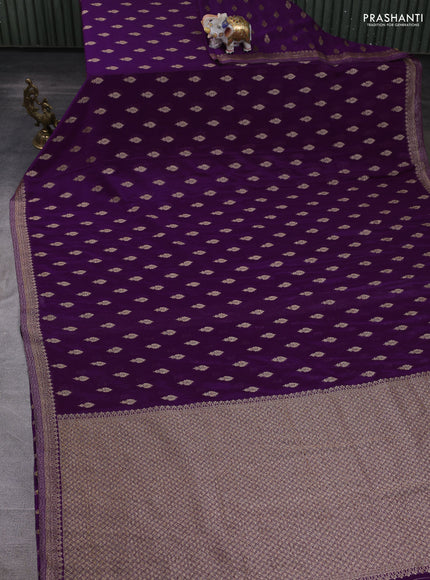 Banarasi semi crepe saree purple with allover thread & zari woven buttas and woven border