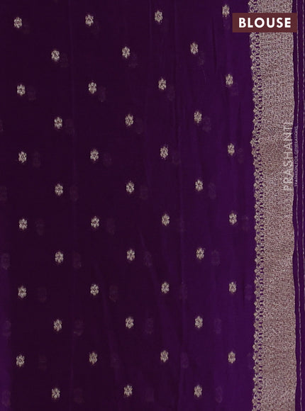 Banarasi semi crepe saree purple with allover thread & zari woven buttas and woven border