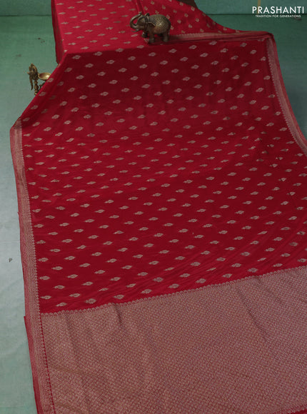 Banarasi semi crepe saree red with allover thread & zari woven buttas and woven border