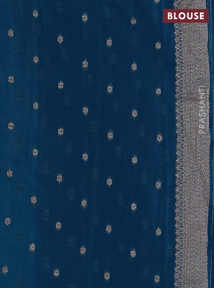 Banarasi semi crepe saree cs blue with allover thread & zari woven buttas and woven border