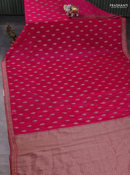 Banarasi semi crepe saree pink with allover thread & zari woven buttas and woven border