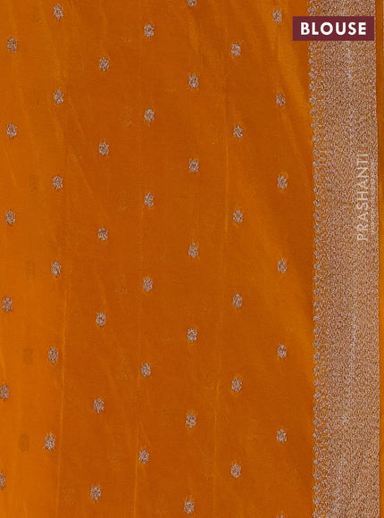 Banarasi semi crepe saree mango yellow with allover thread & zari woven buttas and woven border