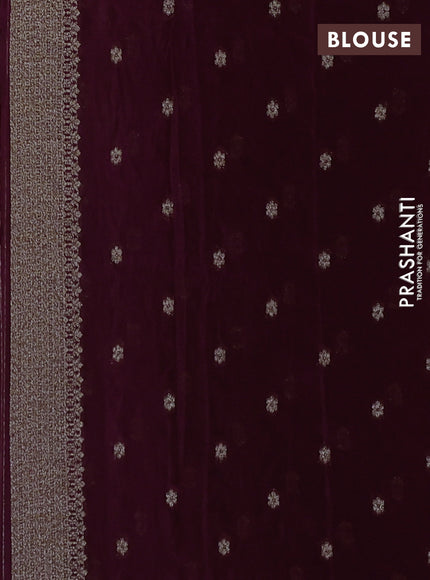 Banarasi semi crepe saree wine shade with allover thread & zari woven buttas and woven border