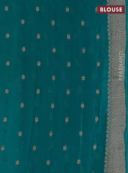 Banarasi semi crepe saree teal green with allover thread & zari woven buttas and woven border