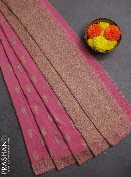 Banarasi semi crepe saree mauve pink with allover thread & zari woven buttas and woven border
