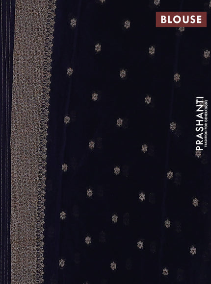 Banarasi semi crepe saree navy blue with allover thread & zari woven buttas and woven border