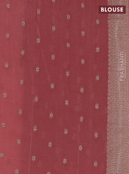 Banarasi semi crepe saree peach with allover thread & zari woven buttas and woven border