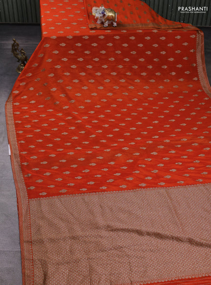 Banarasi semi crepe saree orange with allover thread & zari woven buttas and woven border