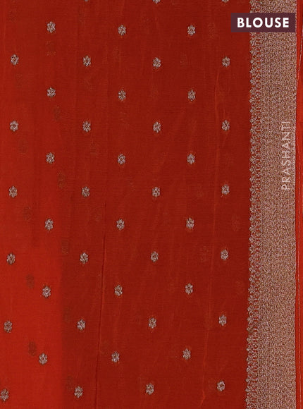 Banarasi semi crepe saree orange with allover thread & zari woven buttas and woven border