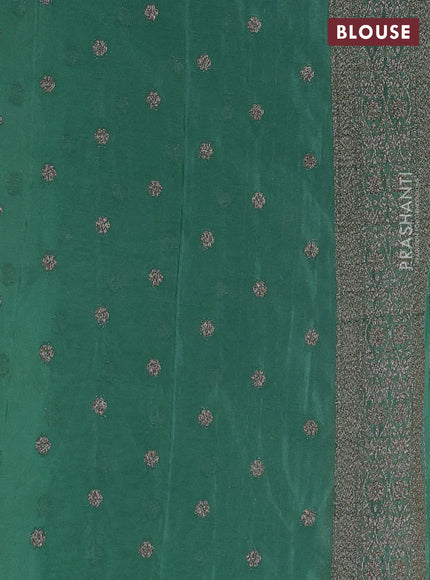 Banarasi semi crepe saree pastel green with allover thread & zari weaves and woven border