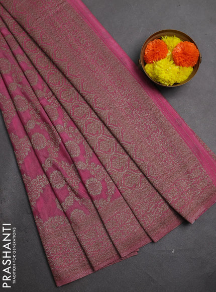 Banarasi semi crepe saree mauve pink with allover thread & zari weaves and woven border