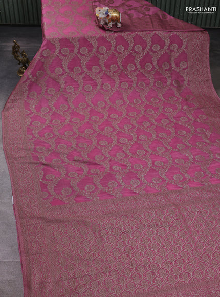 Banarasi semi crepe saree mauve pink with allover thread & zari weaves and woven border