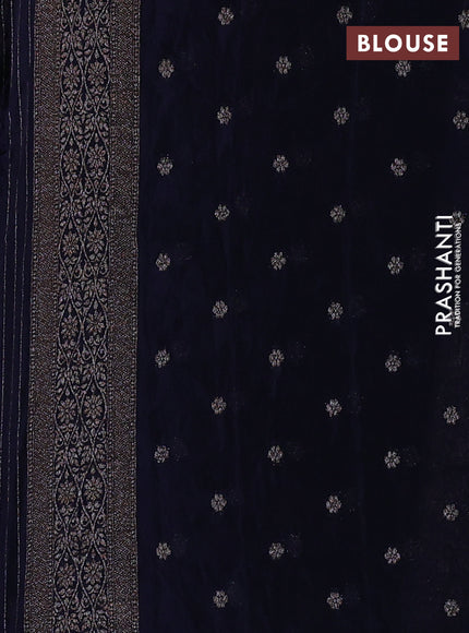 Banarasi semi crepe saree navy blue with allover thread & zari weaves and woven border