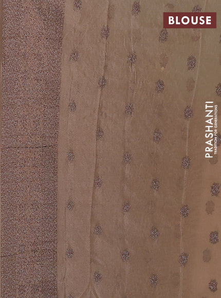 Banarasi semi crepe saree beige with allover thread & zari weaves and woven border