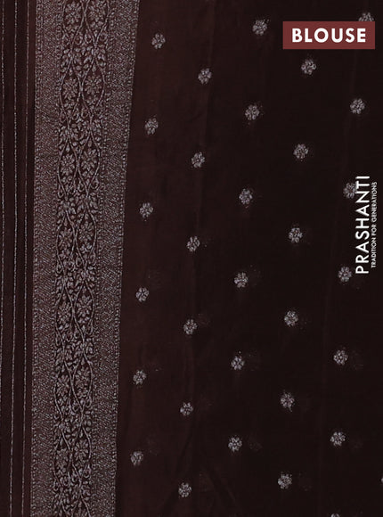 Banarasi semi crepe saree coffee brown with allover thread & zari weaves and woven border