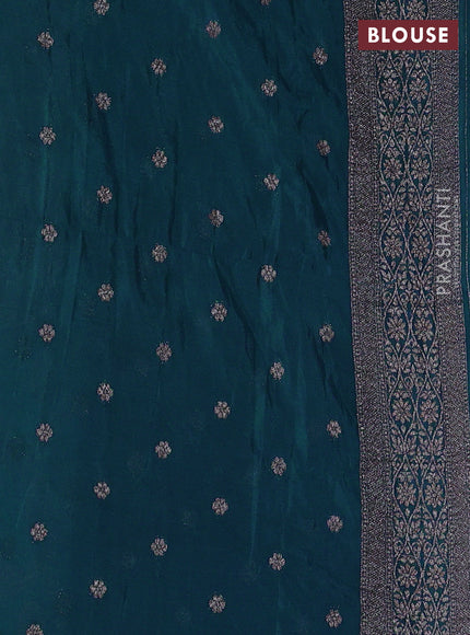 Banarasi semi crepe saree peacock blue with allover thread & zari weaves and woven border