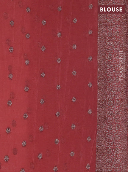 Banarasi semi crepe saree peach with allover thread & zari weaves and woven border