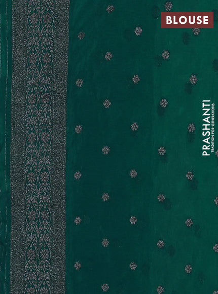 Banarasi semi crepe saree teal green with allover thread & zari weaves and woven border