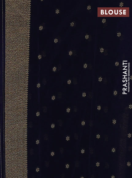 Banarasi semi crepe saree navy blue with allover thread & zari woven buttas and woven border
