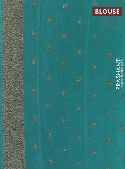 Banarasi semi crepe saree teal blue with allover thread & zari woven buttas and woven border