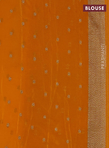 Banarasi semi crepe saree mango yellow with allover thread & zari woven buttas and woven border