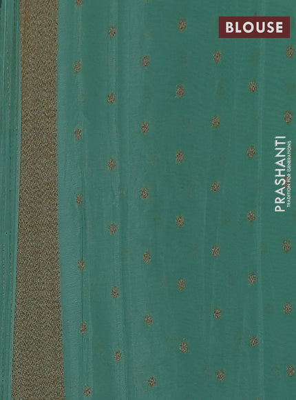 Banarasi semi crepe saree mild teal green with allover thread & zari woven buttas and woven border