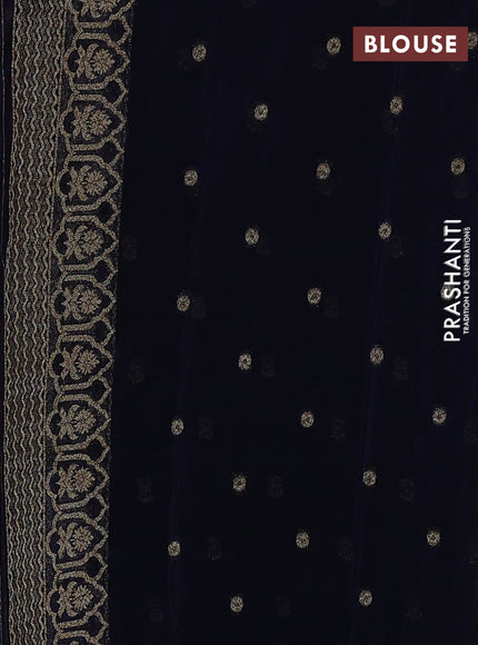 Banarasi semi crepe saree navy blue with allover thread & zari woven buttas and woven border