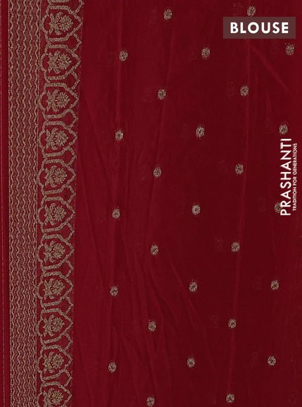 Banarasi semi crepe saree red with allover thread & zari woven buttas and woven border