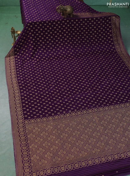 Banarasi semi crepe saree purple with allover thread & zari woven buttas and woven border