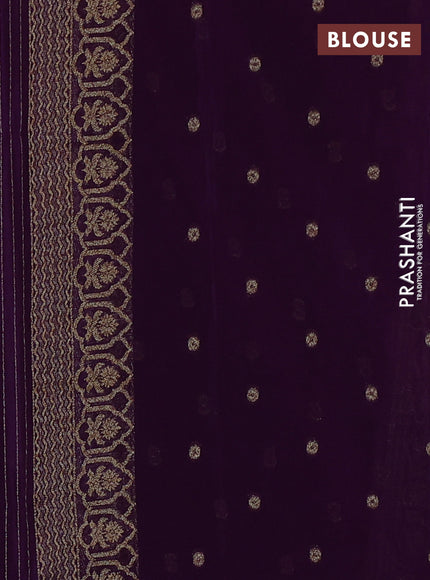 Banarasi semi crepe saree purple with allover thread & zari woven buttas and woven border