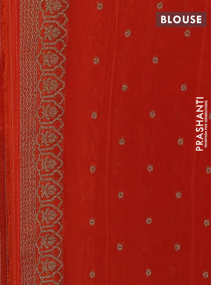 Banarasi semi crepe saree orange with allover thread & zari woven buttas and woven border