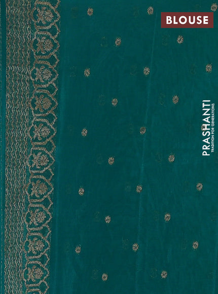 Banarasi semi crepe saree teal green with allover thread & zari woven buttas and woven border