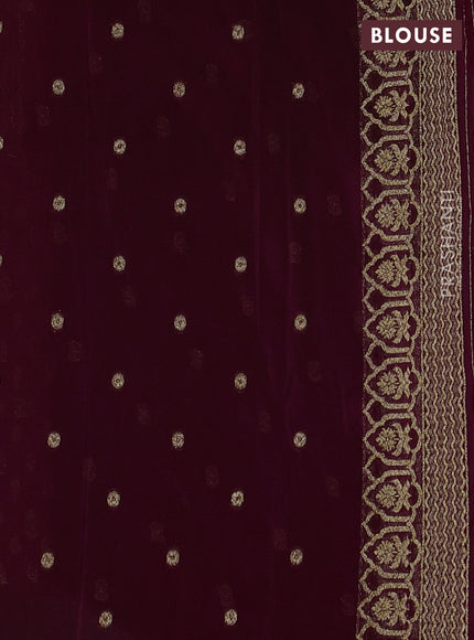 Banarasi semi crepe saree wine shade with allover thread & zari woven buttas and woven border