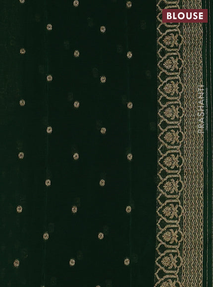 Banarasi semi crepe saree green with allover thread & zari woven buttas and woven border