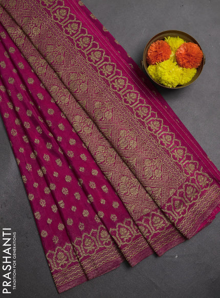 Banarasi semi crepe saree pink with allover thread & zari woven buttas and woven border