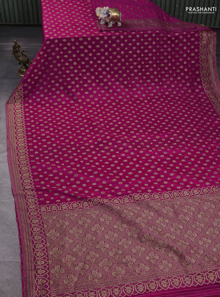 Banarasi semi crepe saree pink with allover thread & zari woven buttas and woven border