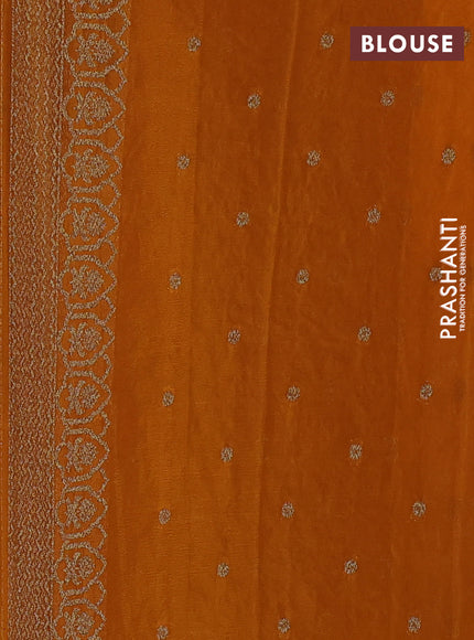 Banarasi semi crepe saree mustard yellow with allover thread & zari woven buttas and woven border