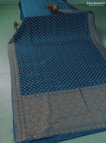 Banarasi semi crepe saree cs blue with allover thread & zari woven buttas and woven border