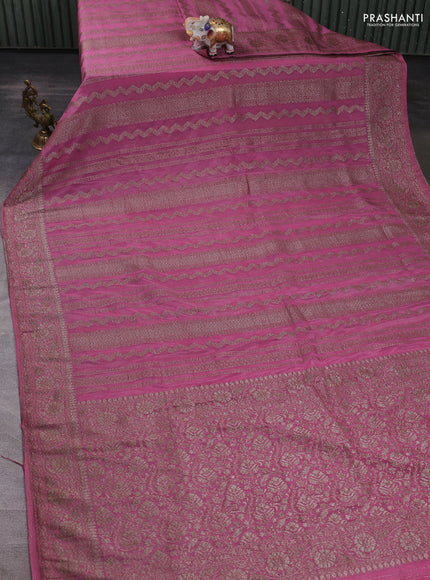 Banarasi semi crepe saree mauve pink with allover thread & zari weaves and woven border
