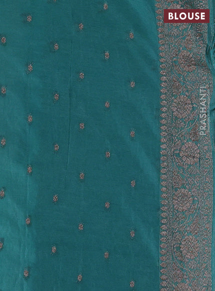 Banarasi semi crepe saree teal blue with allover thread & zari weaves and woven border