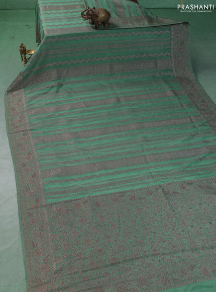 Banarasi semi crepe saree teal green with allover thread & zari woven buttas and woven border