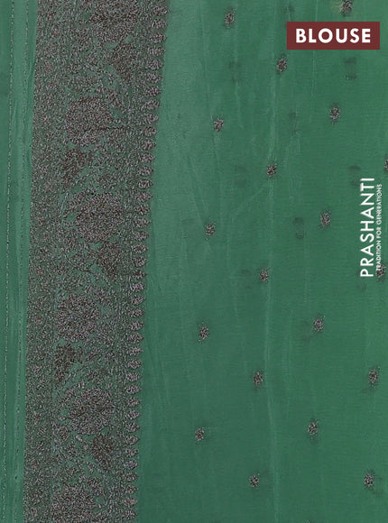 Banarasi semi crepe saree teal green with allover thread & zari woven buttas and woven border