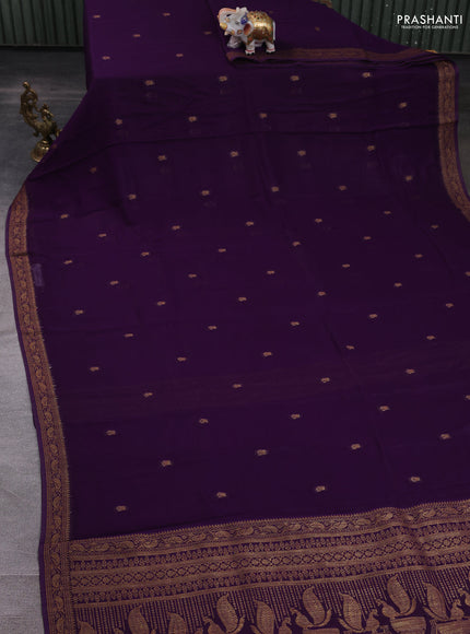 Banarasi semi georgette saree purple with woven buttas and woven border