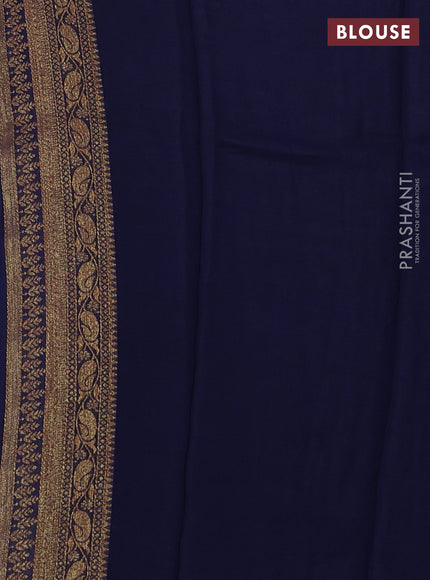 Banarasi semi georgette saree navy blue with woven buttas and woven border