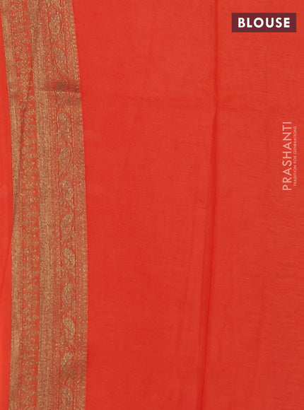 Banarasi semi georgette saree orange with woven buttas and woven border