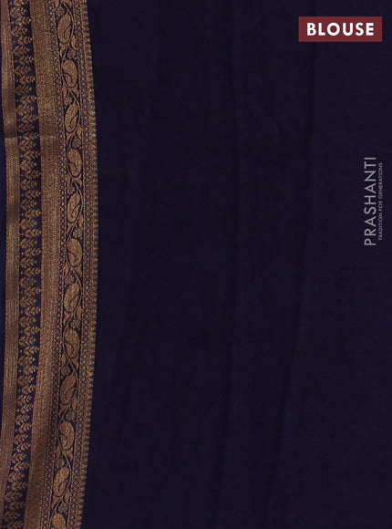 Banarasi semi georgette saree deep navy blue with woven buttas and woven border
