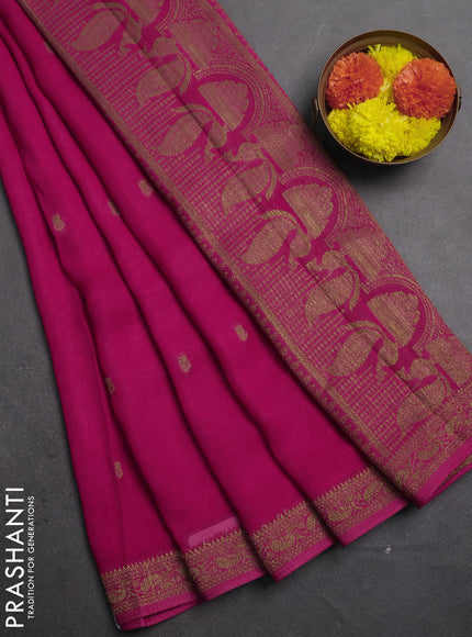 Banarasi semi georgette saree pink with woven buttas and woven border