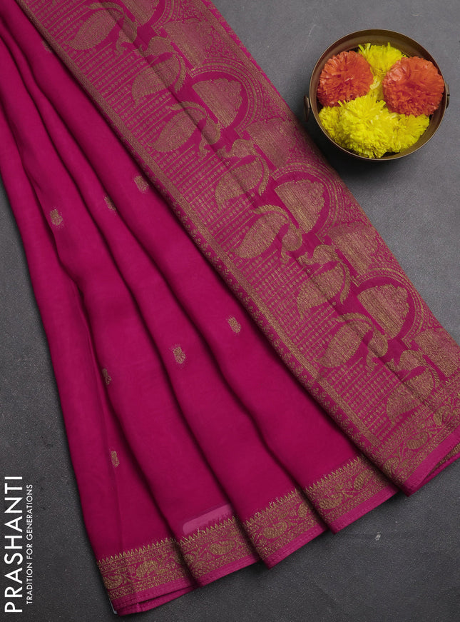 Banarasi semi georgette saree pink with woven buttas and woven border