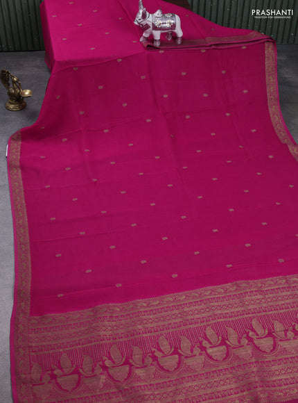 Banarasi semi georgette saree pink with woven buttas and woven border