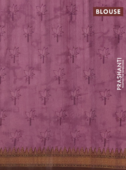 Semi raw silk saree mauve pink with mirror work and kalamkari prints & pita work
